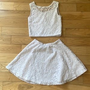 Aqua White Lace Top and Lace Skirt Size 10 for kids